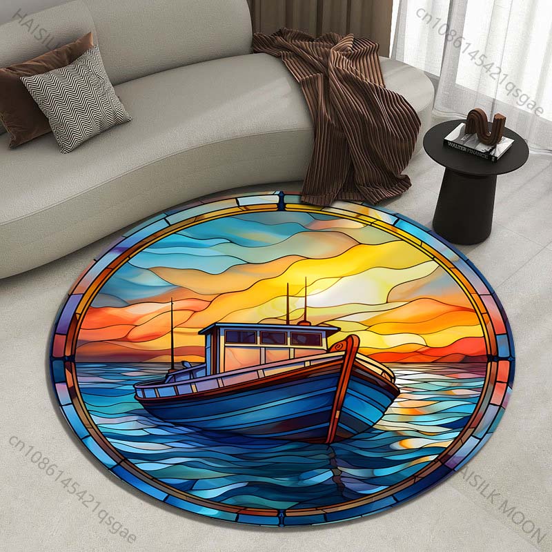 Commercial Glass Printing - Круглый декоративный ковер с принтом «Солнечный